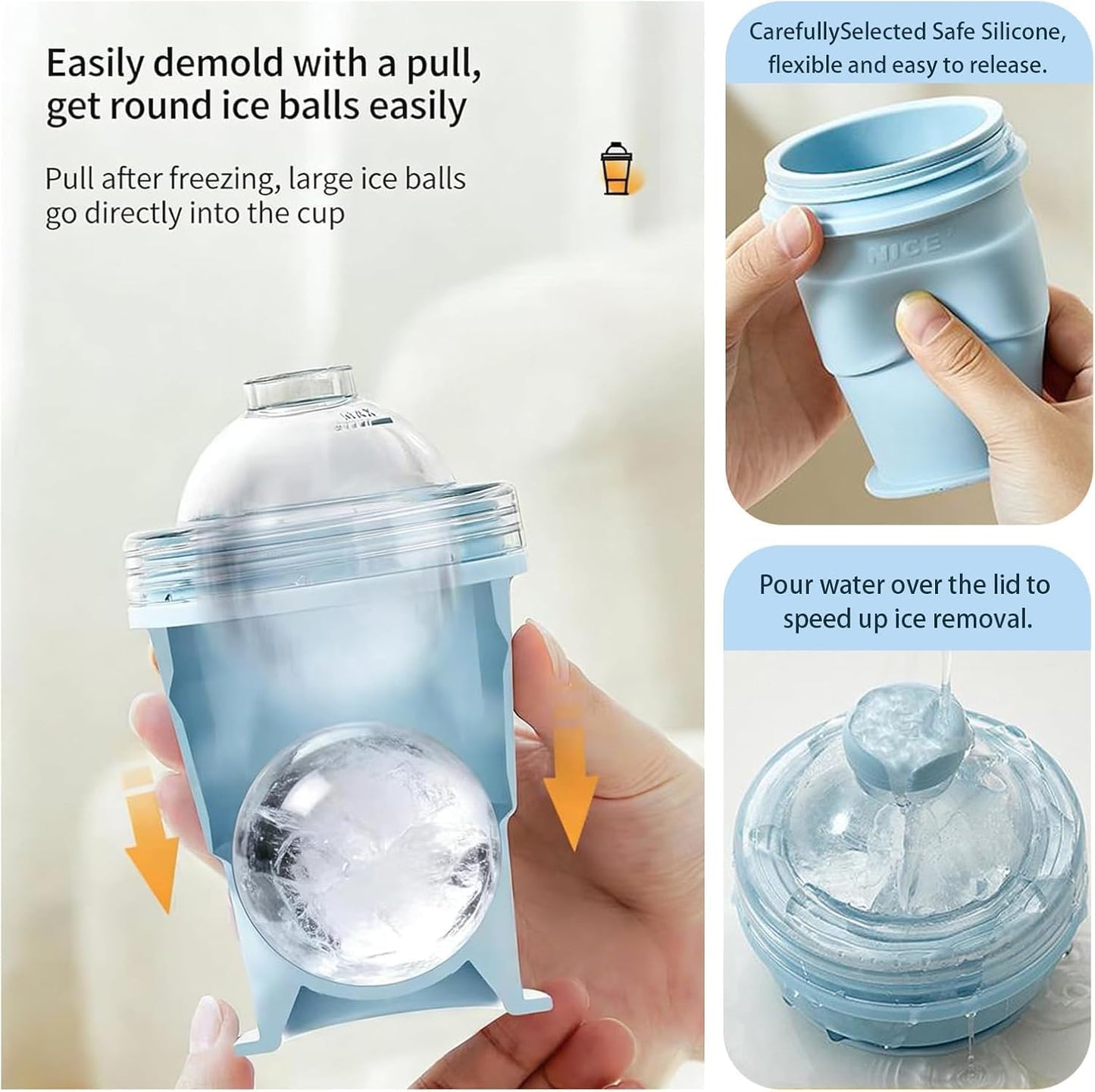 🧊 2026 New 2-In-1 Collapsible Silicone Ice Ball Maker Cup