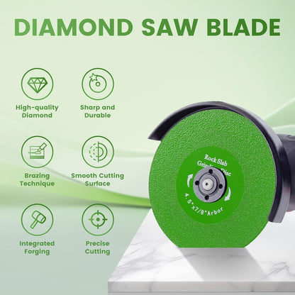 4.5" Diamond Disc for Rock Slabs 🪨 Ceramic · Tile · Marble · Granite 💎 Vacuum Brazed · Ultra-Thin 🔧 Angle Grinder · Bench Grinder · Die Grinder