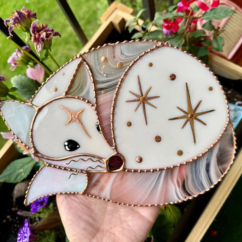 Handcrafted Stained Glass Enchanted Fairy Mouse Suncatcher – Whimsical Window Hanging Decor