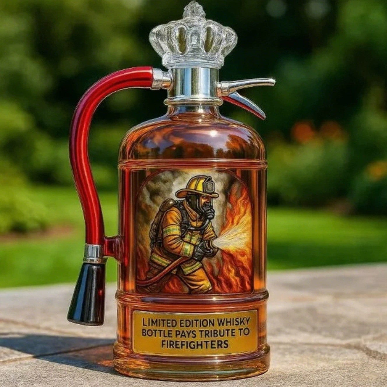 Tribute to Heroes – 3D Embossed Vodka & Whiskey Bottle🧯