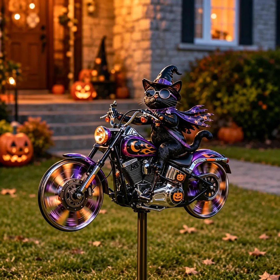 🎃 Halloween Motorcycle Garden Windmill 🏍️