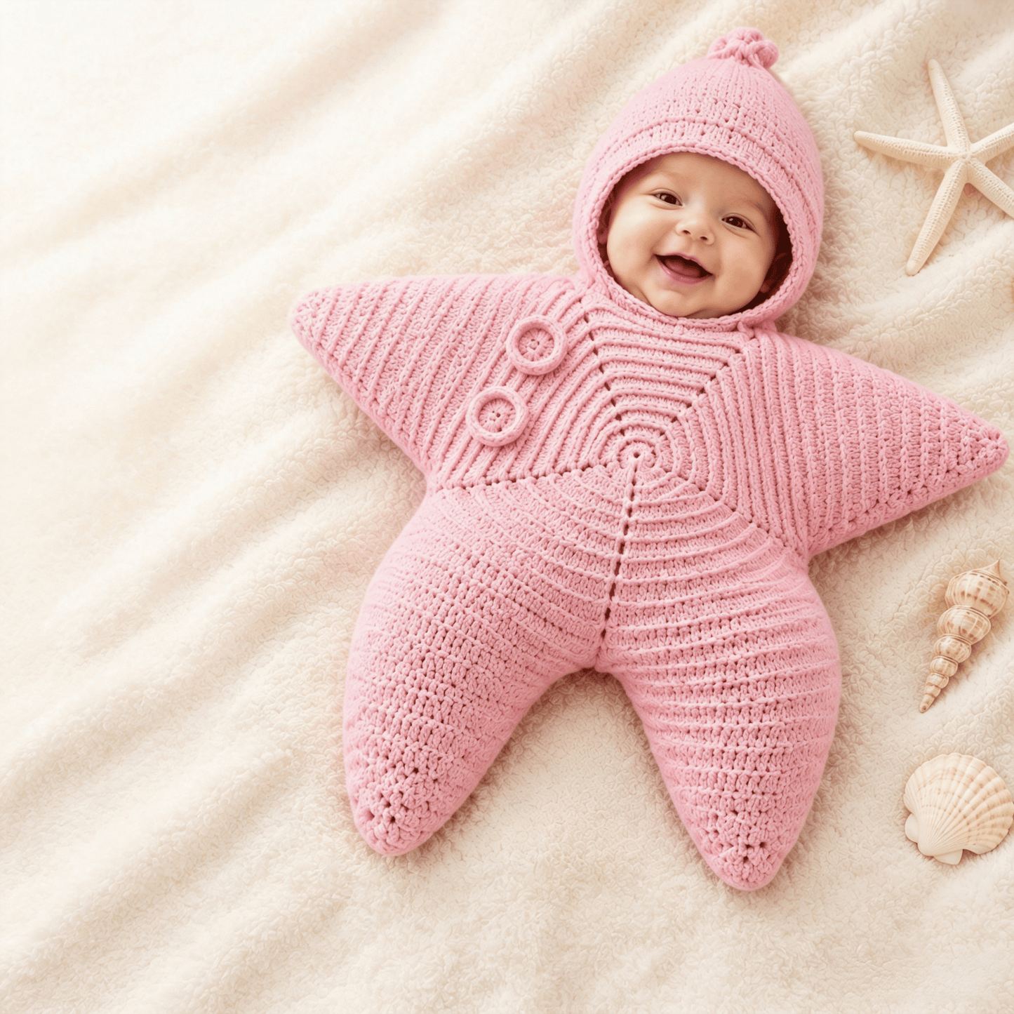 ⭐ Handmade Crochet Starfish Baby Swaddle Sleeping Bag — A Cozy Little Star Wrap For Your Newborn’s Sweetest Moments 🌙✨