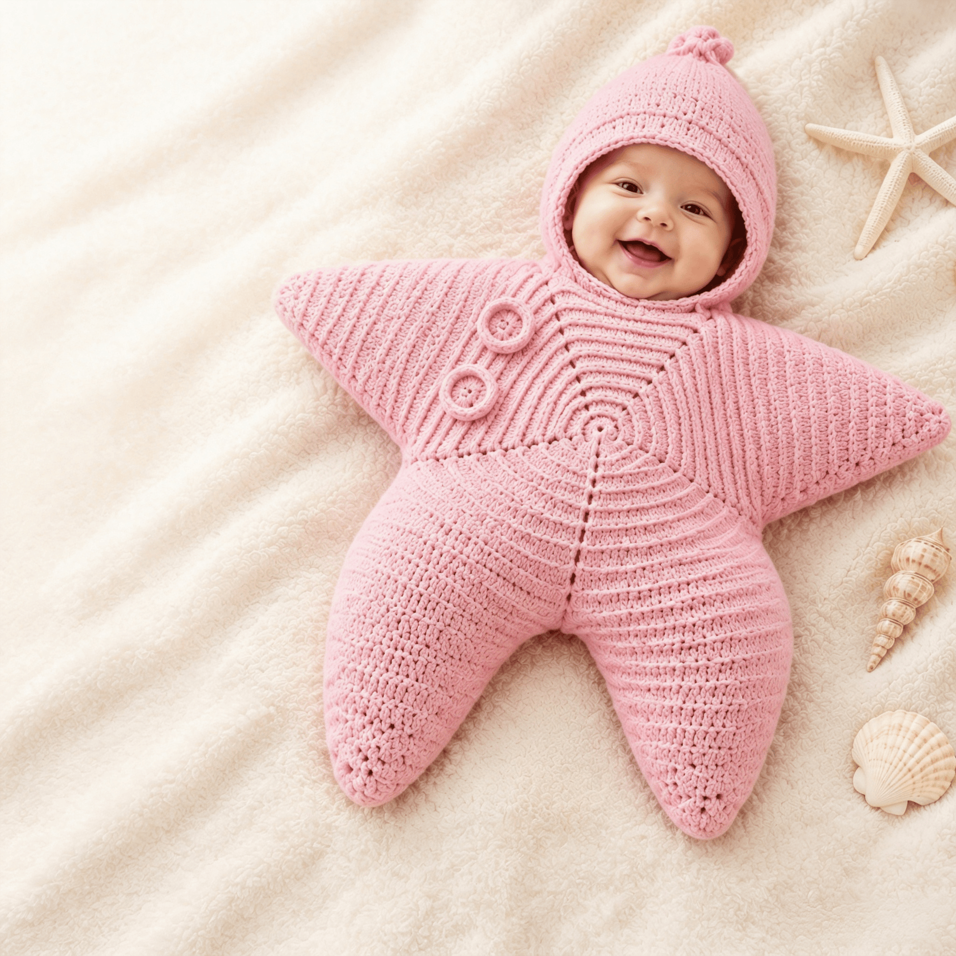 ⭐ Handmade Crochet Starfish Baby Swaddle Sleeping Bag — A Cozy Little Star Wrap For Your Newborn’s Sweetest Moments 🌙✨