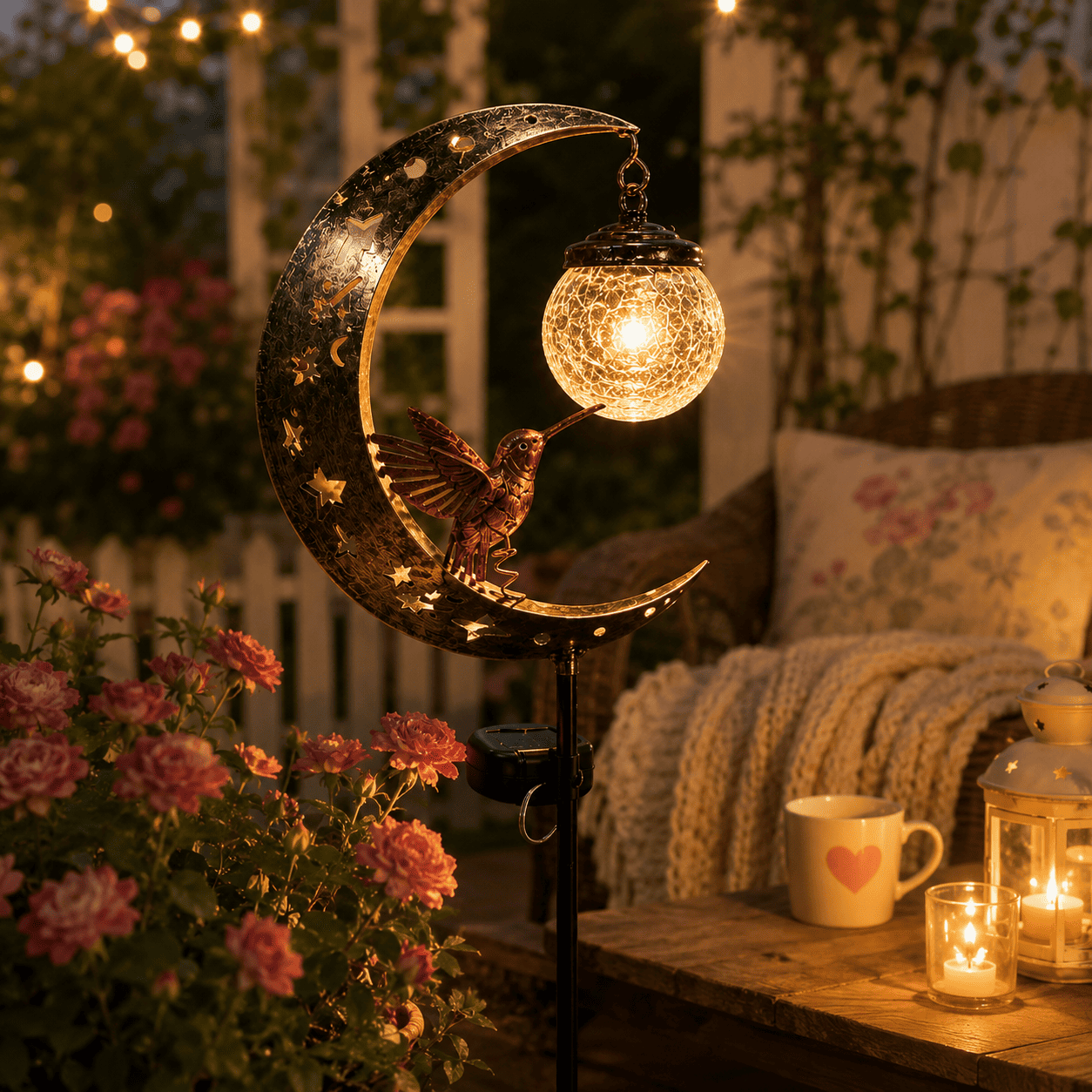 🌙 Moonlit Hummingbird Solar Garden Light🐦