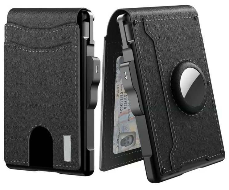 ✨Wallet - With Pop Up Aluminum Case Money Clip Slim Leather Slots Credit Card Holder Wallet
