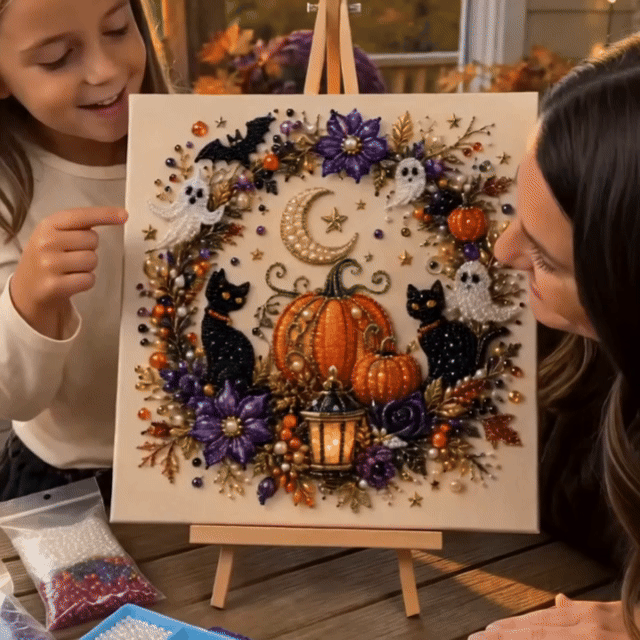 💥 Last Day 49% OFF – 👻✨ Halloween Pearl Art DIY Kit – Turn Tiny Pearls into Spooky-Cute Magic