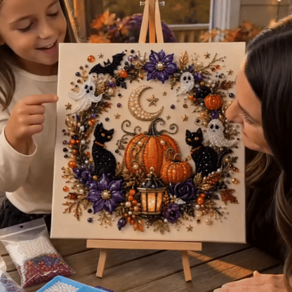 💥 Last Day 49% OFF – 👻✨ Halloween Pearl Art DIY Kit – Turn Tiny Pearls into Spooky-Cute Magic