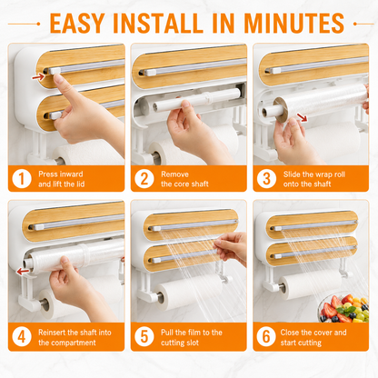 🚚Free Shipping 📦4-in-1 Magnetic Kitchen Wrap Dispenser with Cutters