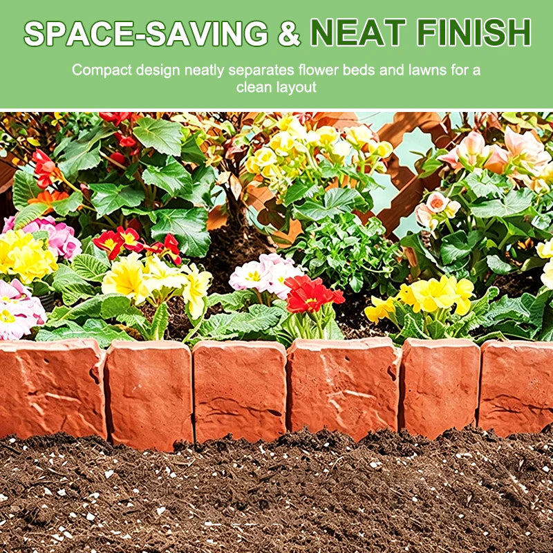 🌿Decorative Stone-Look Garden Edging Fence | Weather-Resistant, Tool-Free Install — 10 & 20 PCS