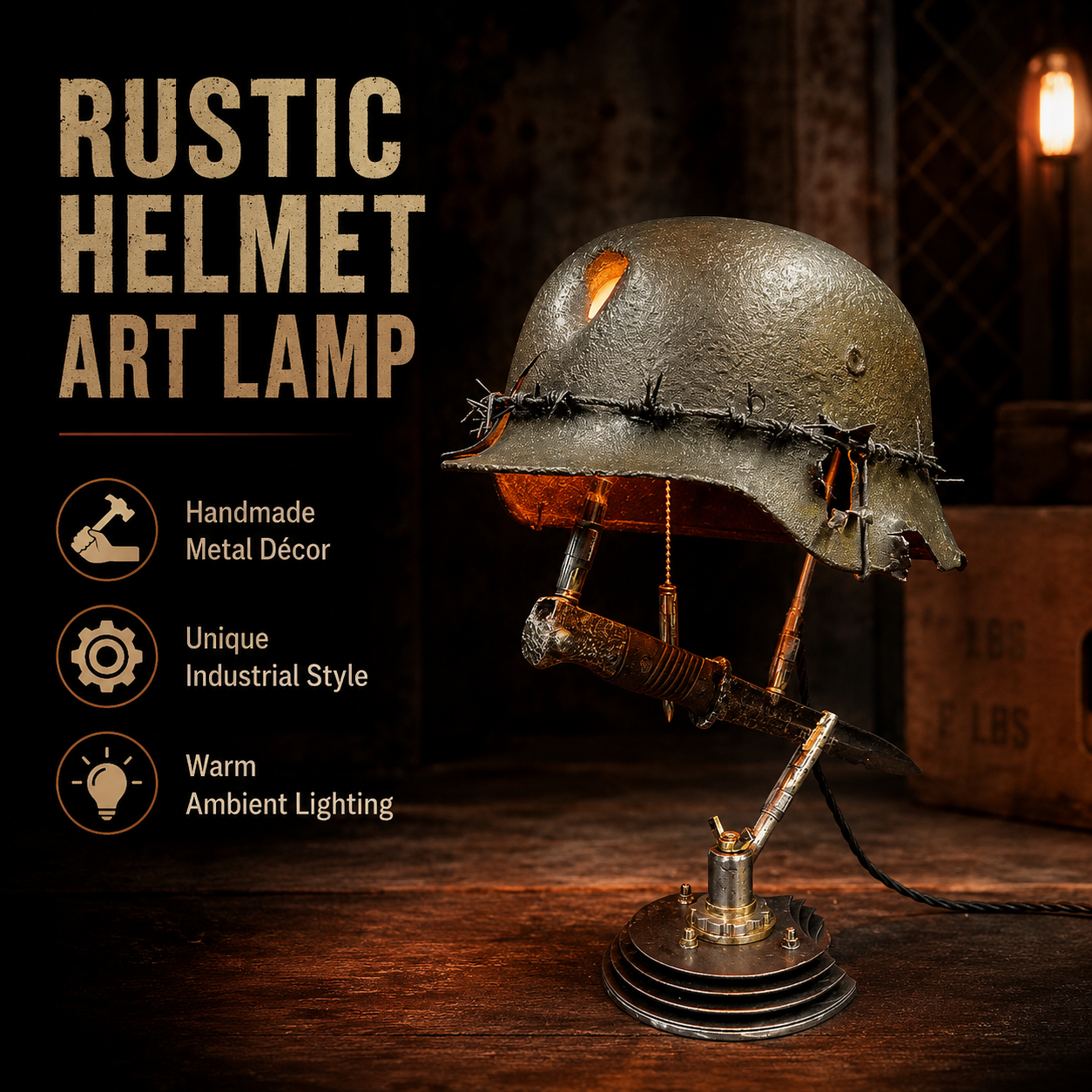🏆Last Day Promo: 49% OFF 🪖‑War Relic Vintage Helmet Table Lamp‑ ✈️Buy 2 Free Shipping Today !