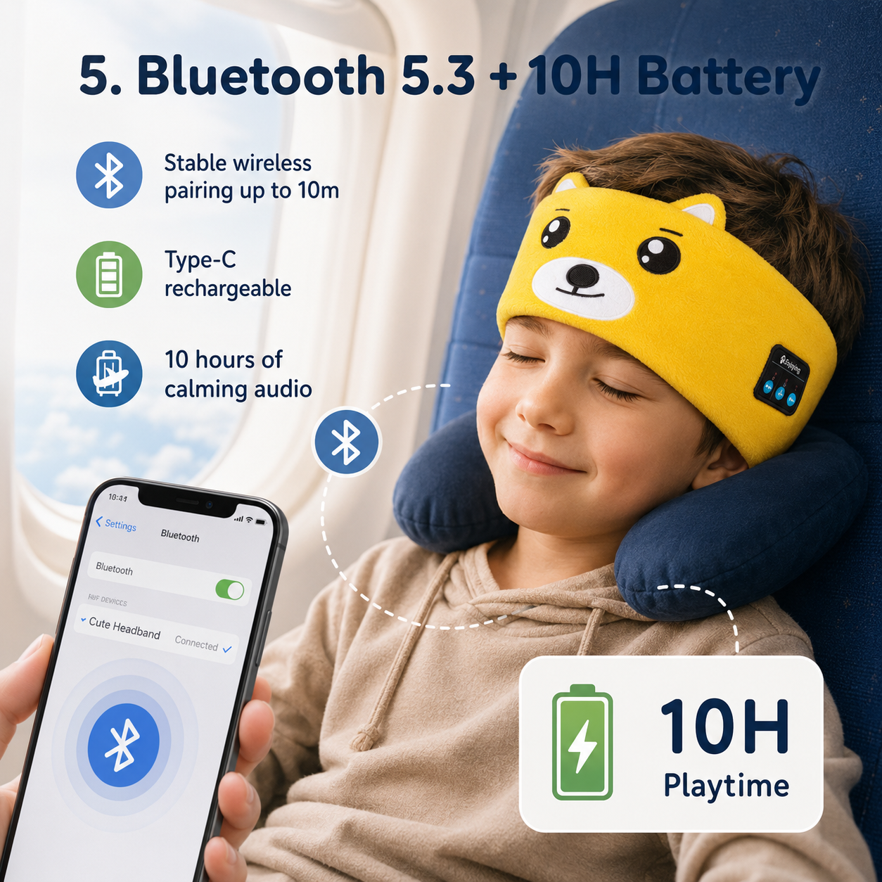 🐻 Kids Calming Cartoon Bluetooth Headband | Stop Tantrums, Soothe Fussy Kids & Give Parents Peace & Quiet