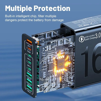 ⚡️8-Port Smart USB-C & USB-A Fast Charging Hub for Phones & Tablets