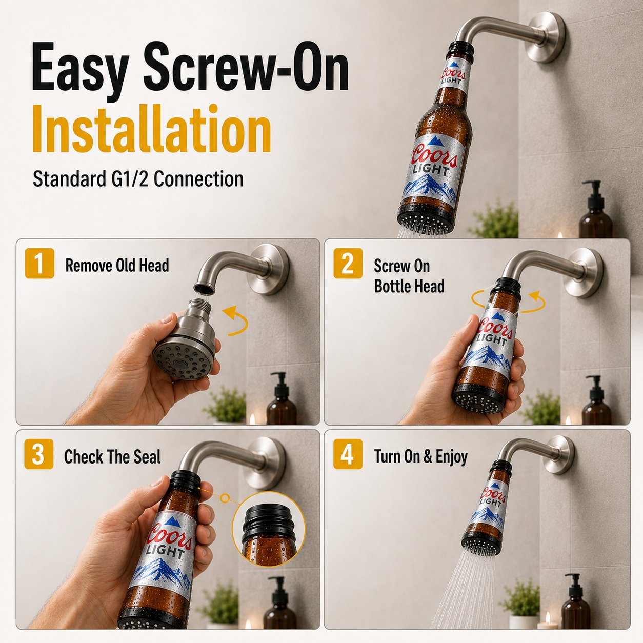 🍺 Beer Bottle Shower Head — 2 Fun Styles, One Hilarious Gift