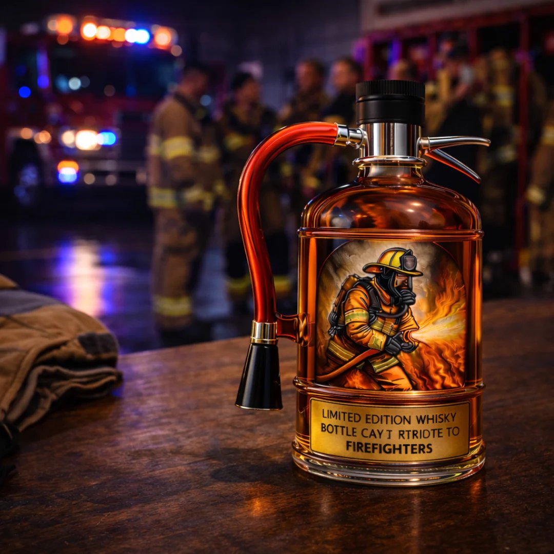 Tribute to Heroes – 3D Embossed Vodka & Whiskey Bottle🧯