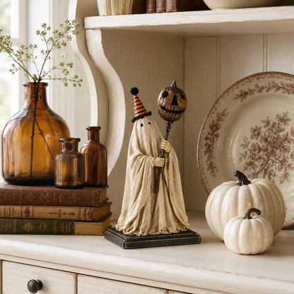 🔥Last Day 49% OFF🔥🎃Lighted Vintage Ghost Figurine with Glowing Pumpkin Staff