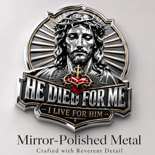 ❤️He Died For Me Emblem ✝️ | Waterproof • No Fade • No Rust • Adhesive