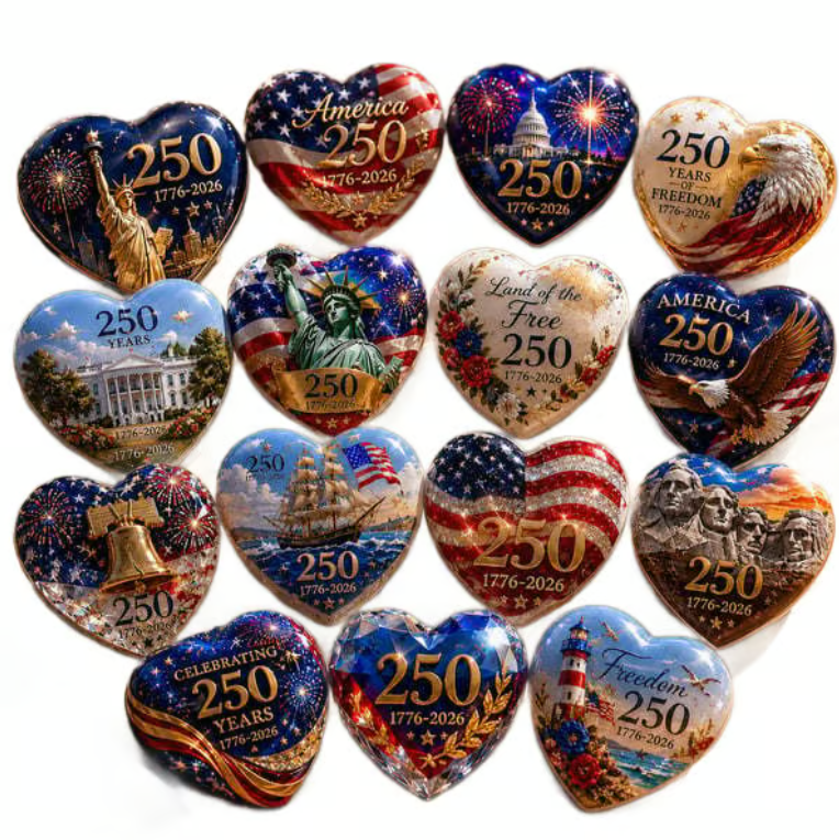 🇺🇸 America 250th Anniversary Commemorative Heart Ornament Collection | 15-Piece Patriotic Keepsake Set🎁Buy 2 Free Shipping