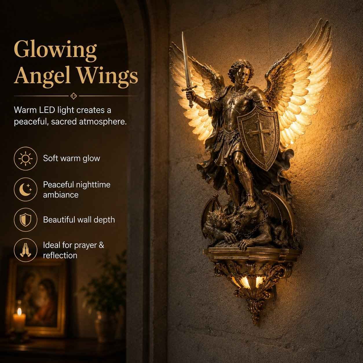 🔥 50% OFF TODAY ✨ Divine Archangel Wall Light | Protection & Faith Decor