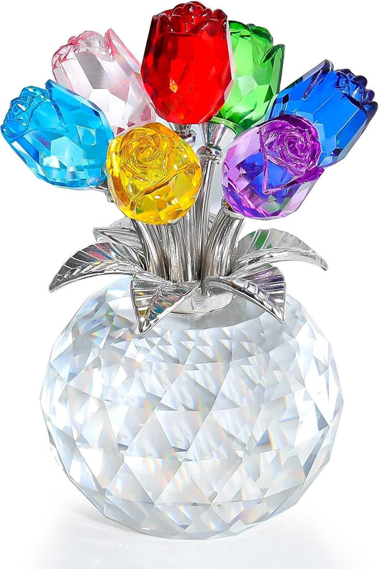 🔥Last day! 49% OFF✨Mother's Day Crystal Colorful Rose Vase Ornament