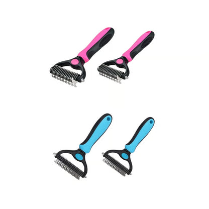 🐾Double-Sided Pet Grooming Brush – Hurtless Shedding & Dematting Undercoat Rake for Dogs and Cats