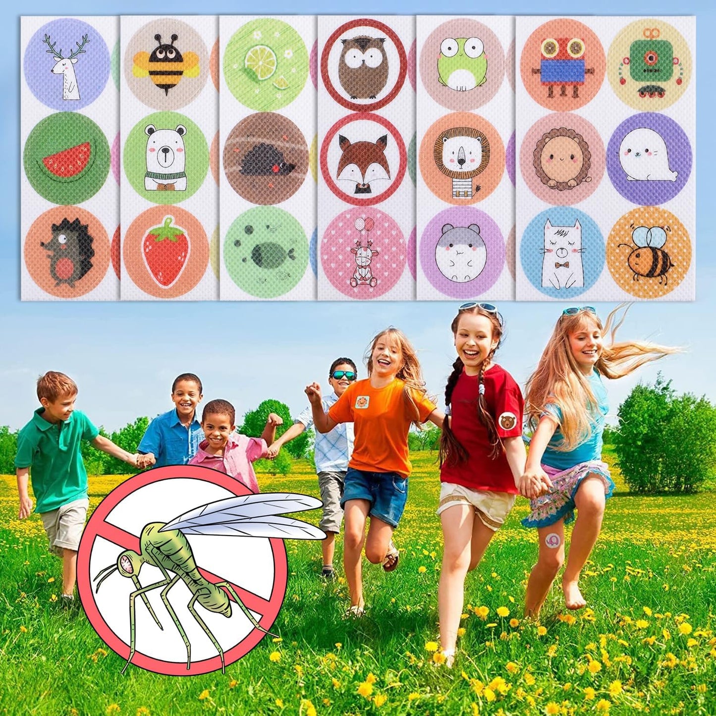 Super Cute Cartoon Mosquito Repellent Patches for Kids & Adults——Outdoor Protection  1 Sheet Lasts 12H