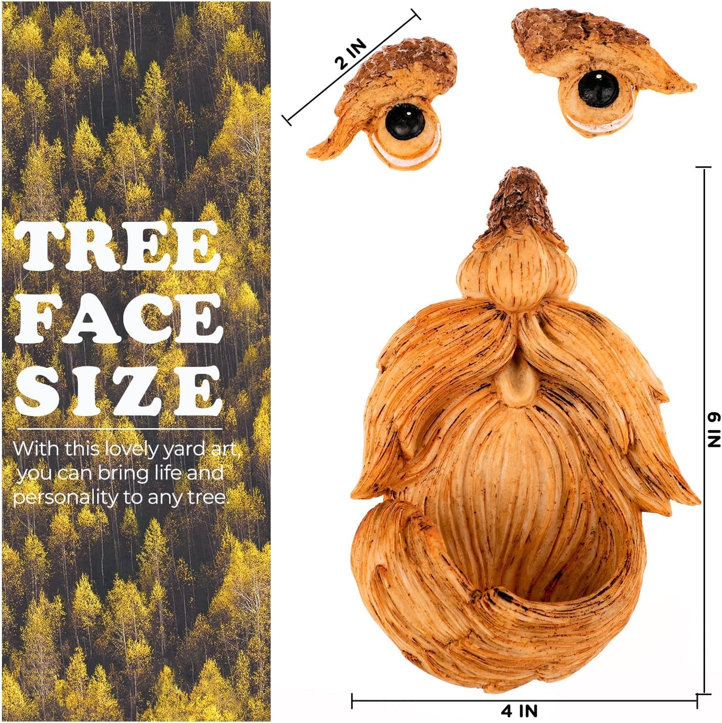 Tree Face Bird Feeder, Funny Tree Decorations Outdoor Statues Old Man Tree Art