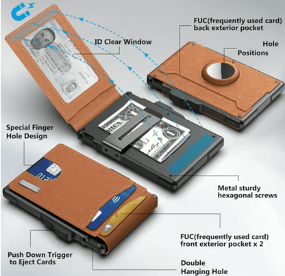 ✨Wallet - With Pop Up Aluminum Case Money Clip Slim Leather Slots Credit Card Holder Wallet
