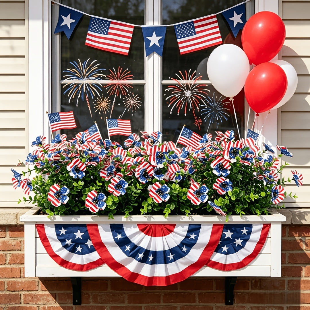 🔥 Patriotic Red White Blue Artificial Flowers💐