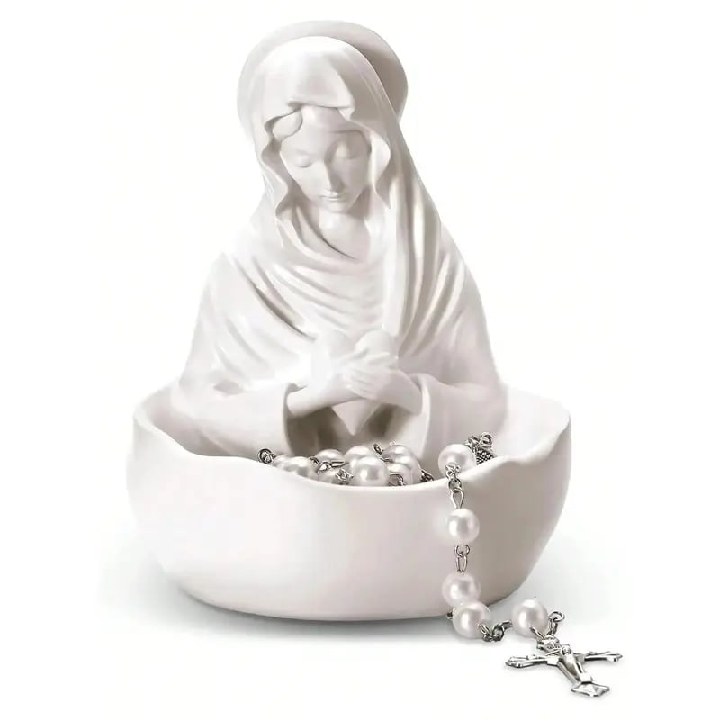 Resin Blessed Virgin Mary Rosary Holder Statue