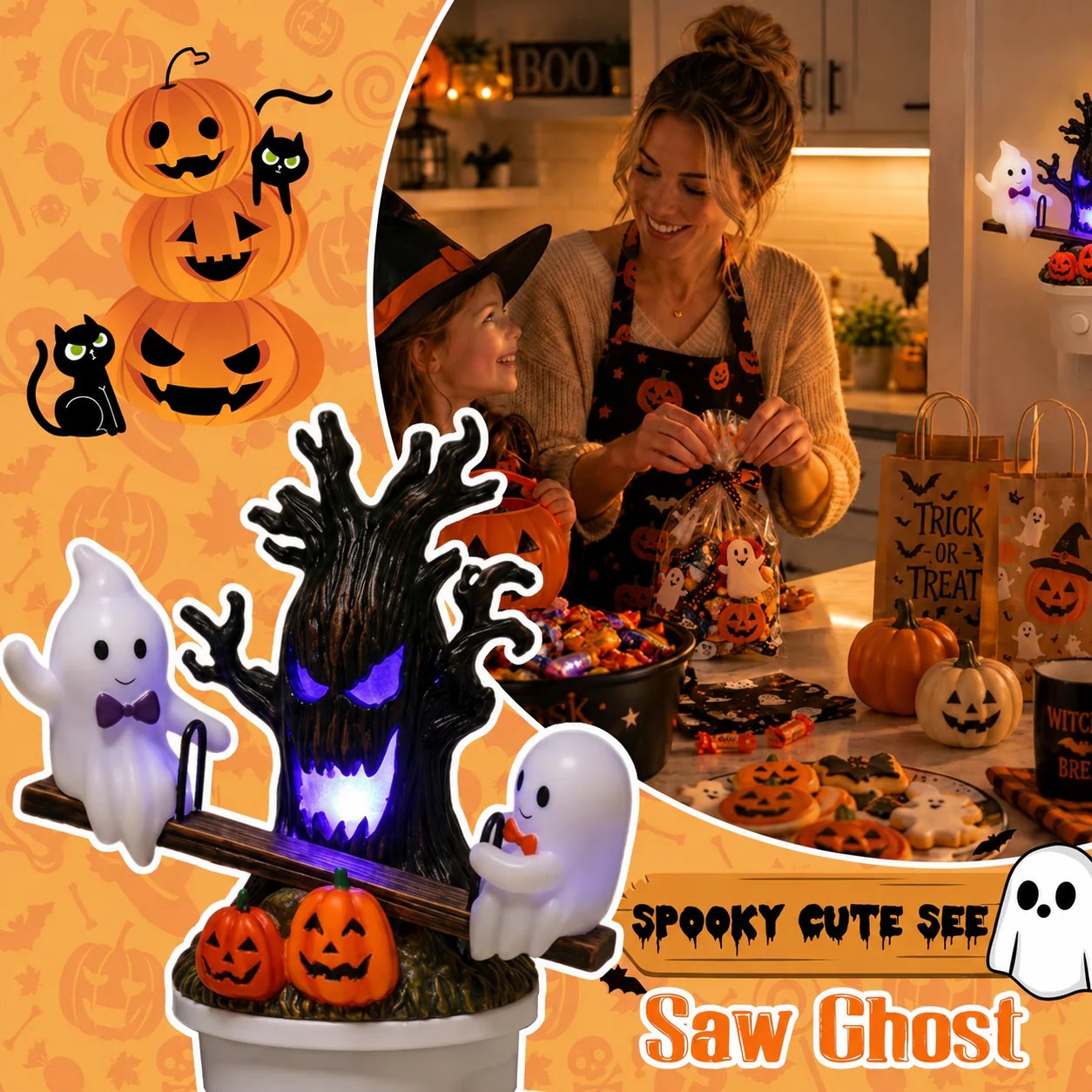 🎃👻Animated Seesaw Ghost Plug In LED Night Light