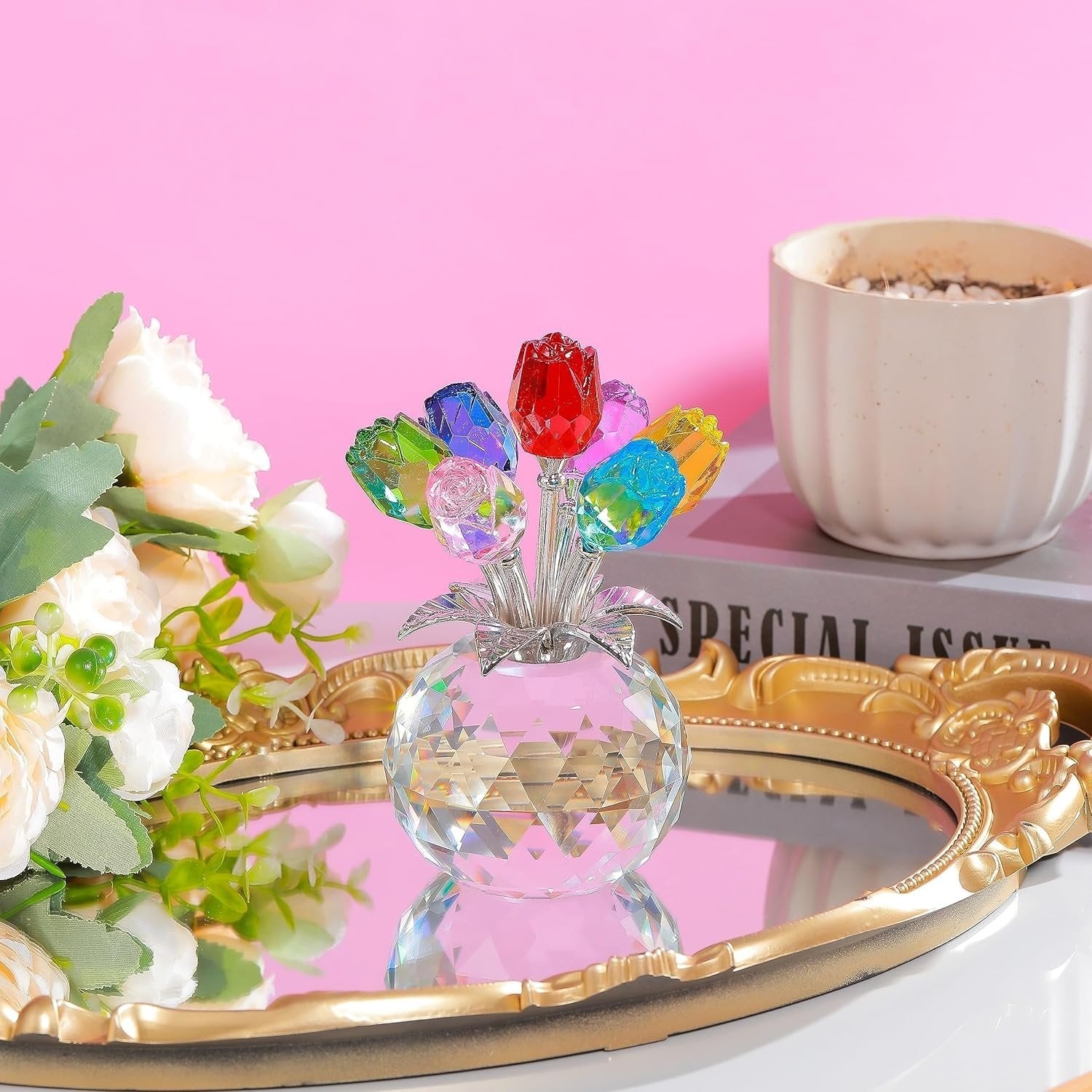 🔥Hot Sale 49% OFF💖💎Crystal Colorful Rose Flower Vase