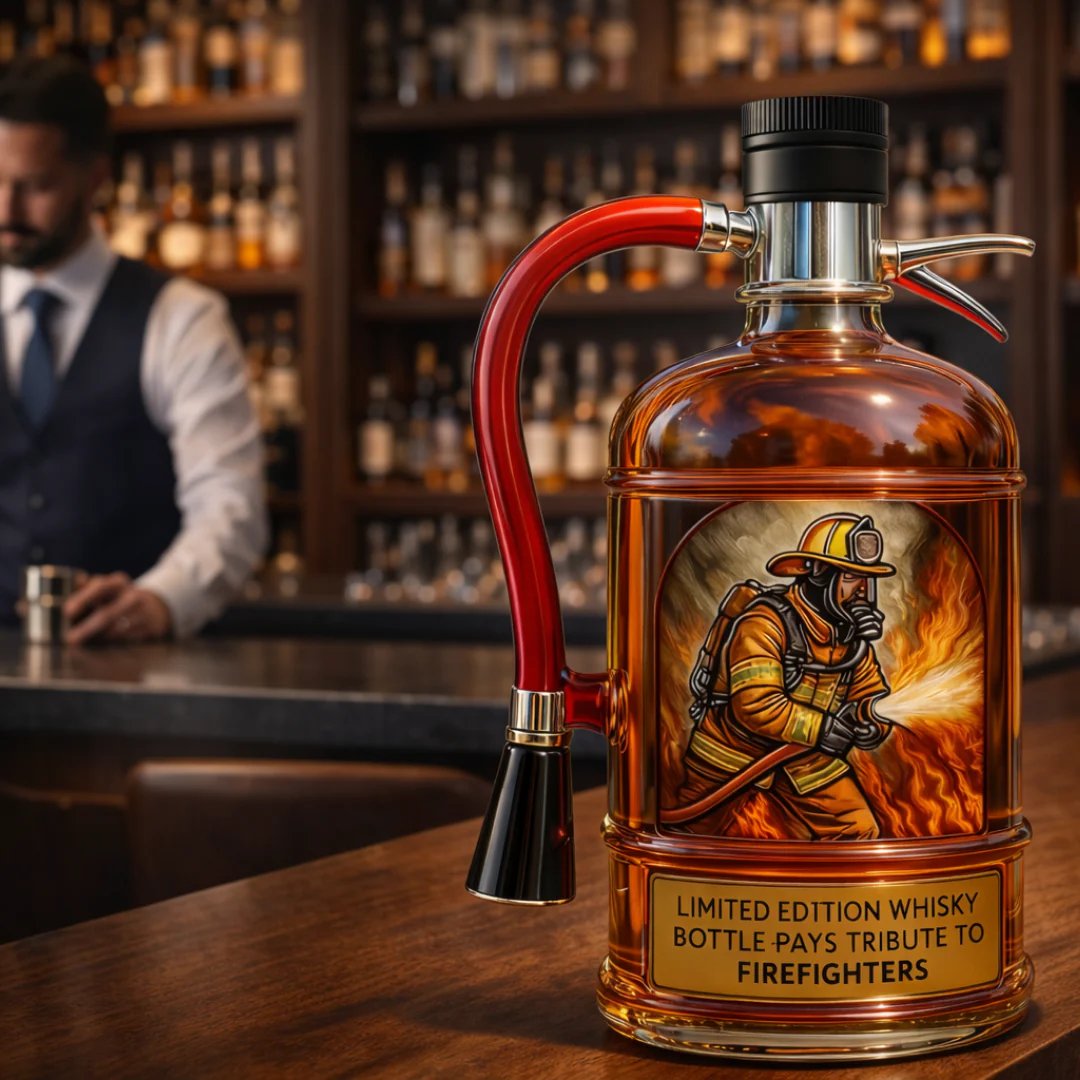 Tribute to Heroes – 3D Embossed Vodka & Whiskey Bottle🧯