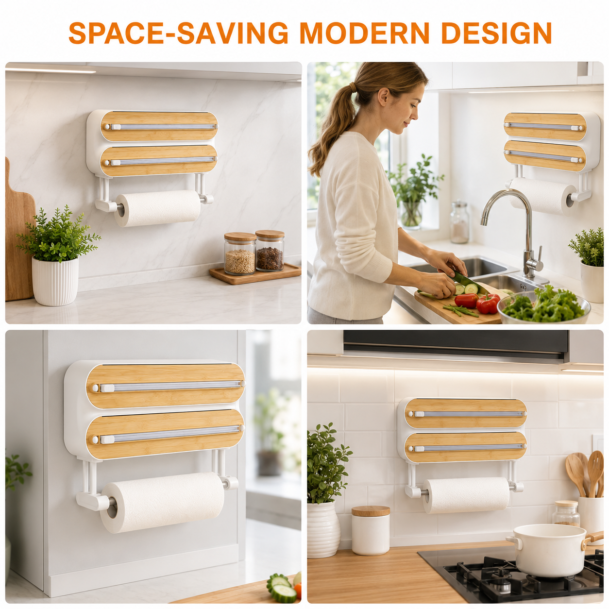 🚚Free Shipping 📦4-in-1 Magnetic Kitchen Wrap Dispenser with Cutters