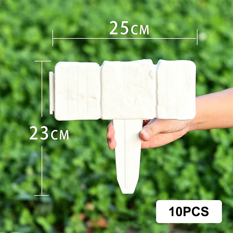 🌿Decorative Stone-Look Garden Edging Fence | Weather-Resistant, Tool-Free Install — 10 & 20 PCS