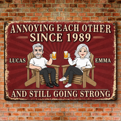 Custom Home Decor Metal Sign - Personalized Anniversary Wedding Gifts For Husband And Wife, Him And Her - Still Driving Each Other Crazy