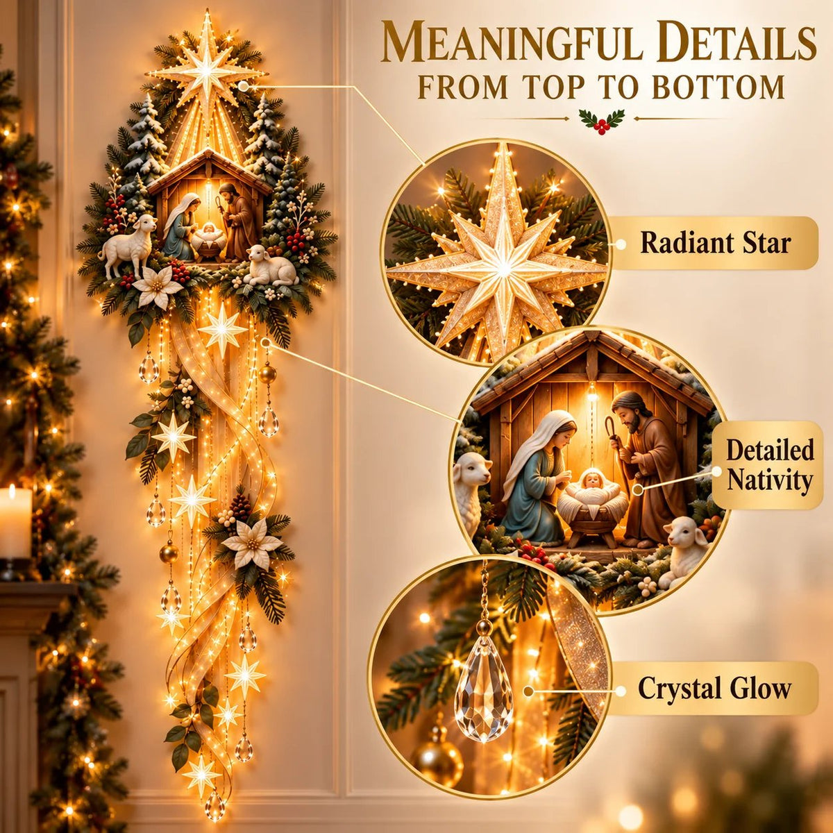 ✨🌟 Nativity Starfall Wall Light – A Meaningful Christmas Glow