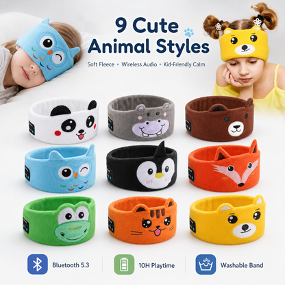 🐻 Kids Calming Cartoon Bluetooth Headband | Stop Tantrums, Soothe Fussy Kids & Give Parents Peace & Quiet