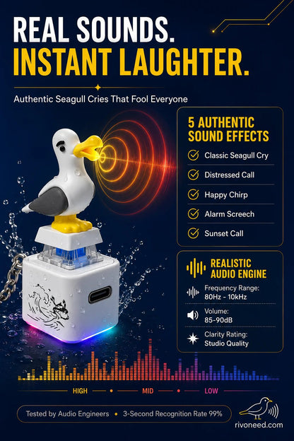 🐦 😂Seagull "MINE!" Sound Button Keychain – Real Sound & LED Light Fun Gift