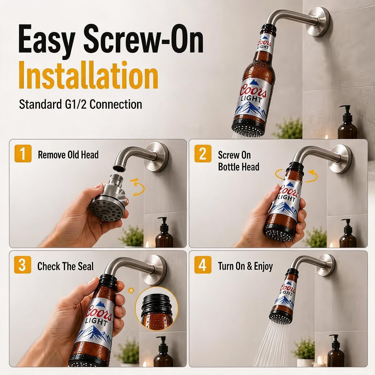 Beer‑Bottle Novelty Shower Head 🍻🚿