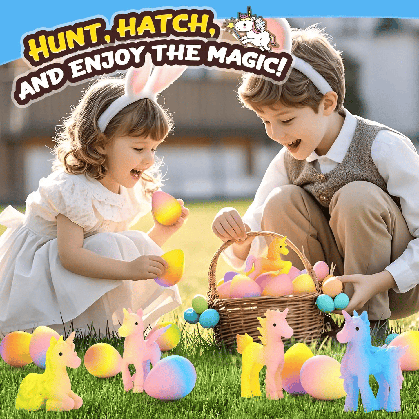 🦄6-Pack Hatching Growing Unicorn Eggs for Boys & Girls, Birthday Easter Basket Stuffers Crafts Gift