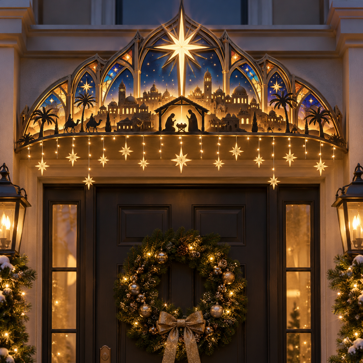 ✨ Bethlehem Star Nativity Lighted Door Topper 🎄 Faith-inspired Christmas Decor