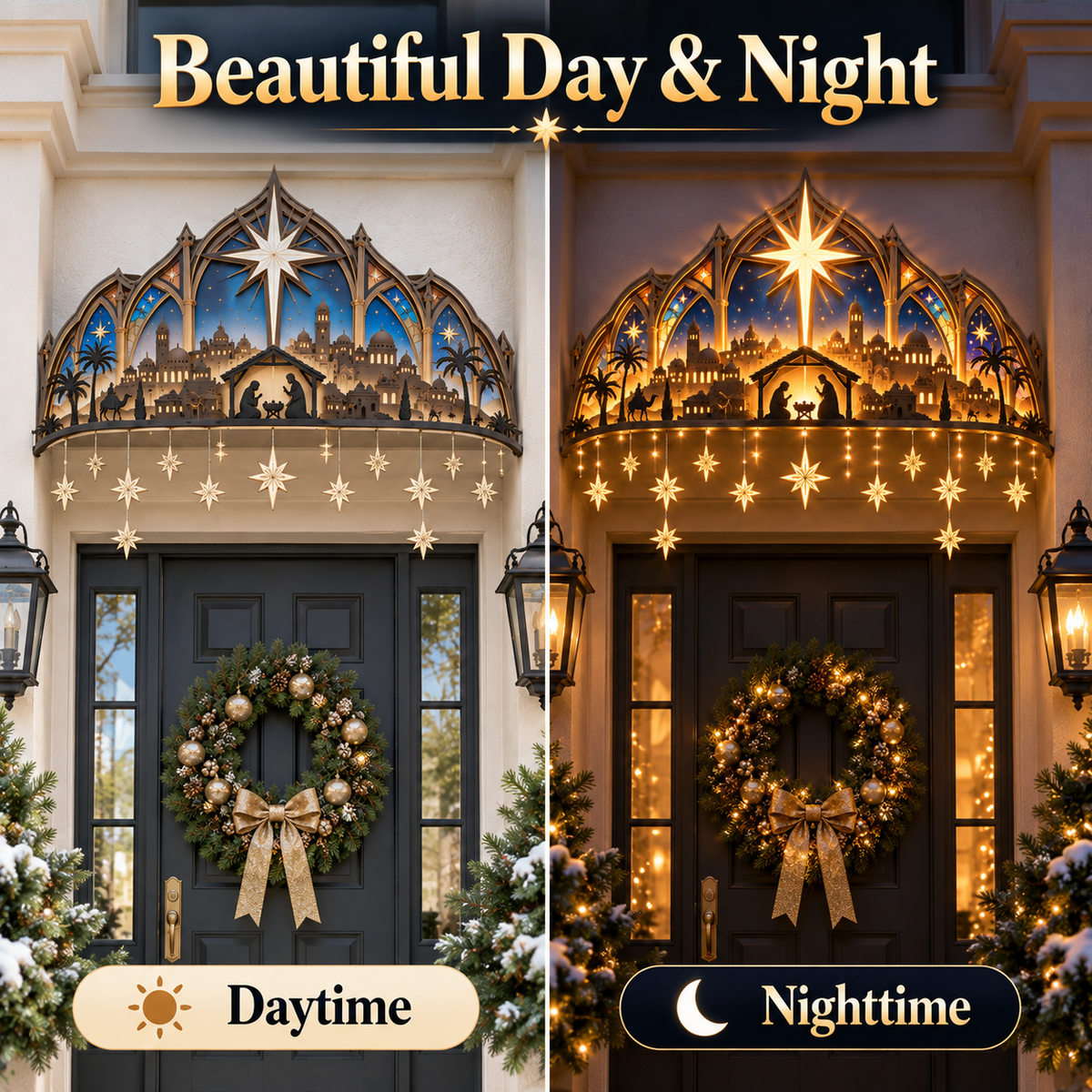 ✨ Bethlehem Star Nativity Lighted Door Topper 🎄 Faith-inspired Christmas Decor