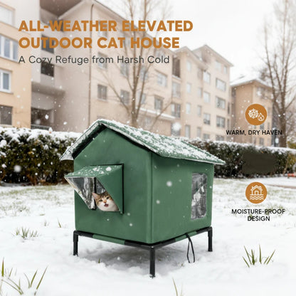 🐱 LIMITED-TIME 50% OFF! ✨ All-Weather Elevated Outdoor Cat House – Waterproof, Thermal Lining, Foldable