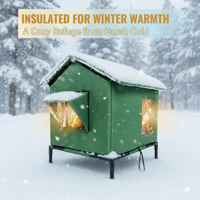 🐱 LIMITED-TIME 50% OFF! ✨ All-Weather Elevated Outdoor Cat House – Waterproof, Thermal Lining, Foldable