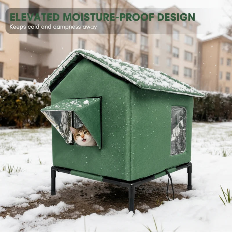 🐱 LIMITED-TIME 50% OFF! ✨ All-Weather Elevated Outdoor Cat House – Waterproof, Thermal Lining, Foldable