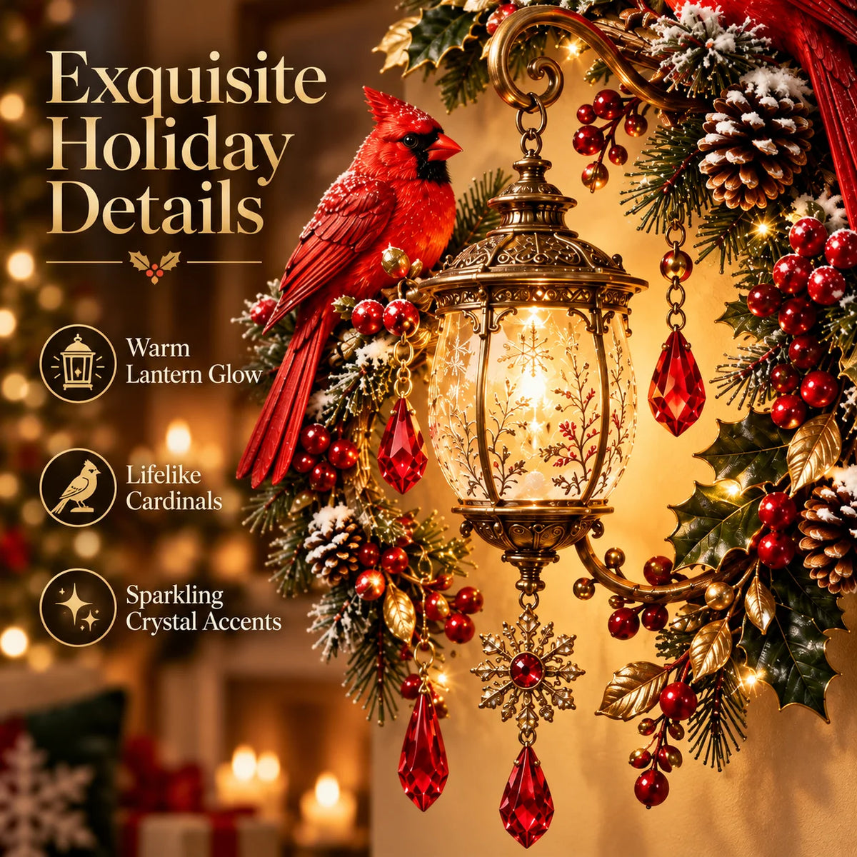 🔥Last Day 49% OFF🔥Cardinal Christmas Lantern Glow™ – Lighted Holiday Wall Decor