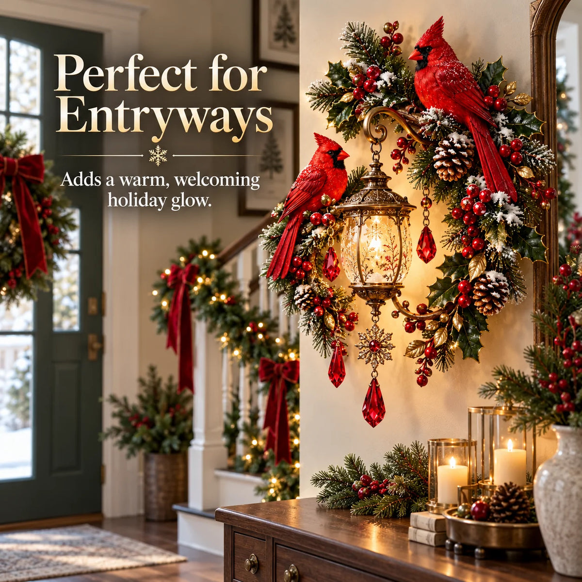 🔥Last Day 49% OFF🔥Cardinal Christmas Lantern Glow™ – Lighted Holiday Wall Decor