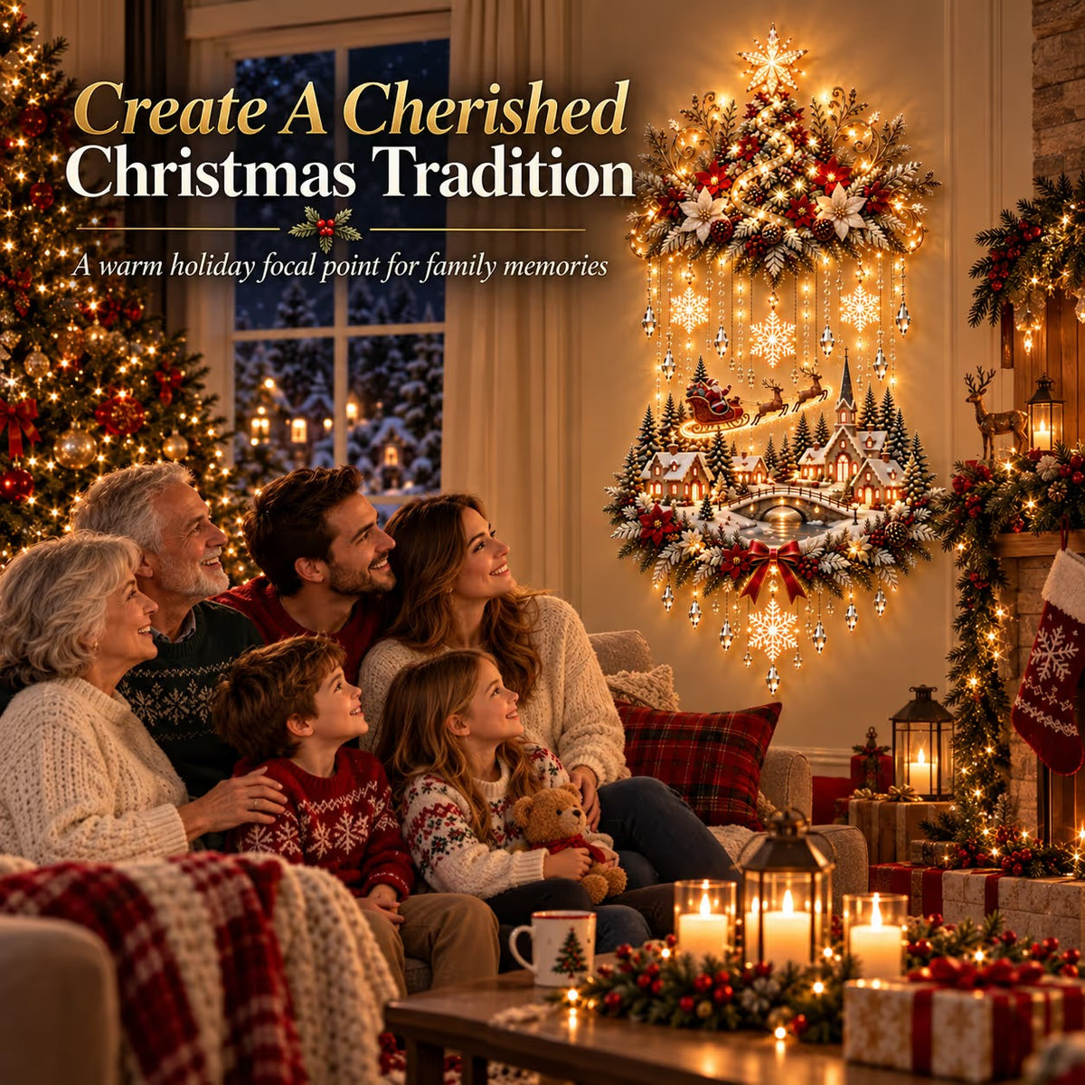🔥Buy 2 Get 20% OFF🔥Christmas Snowflake Village Lighted Wall Decor