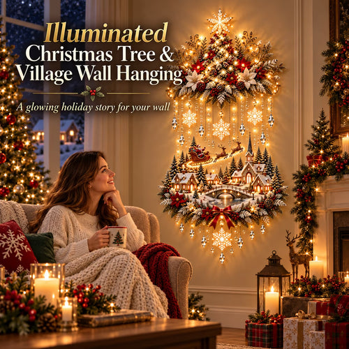🎄🔥✨ Christmas Village Glow™ | Lighted Tree & Town Wall Hanging 🔥
