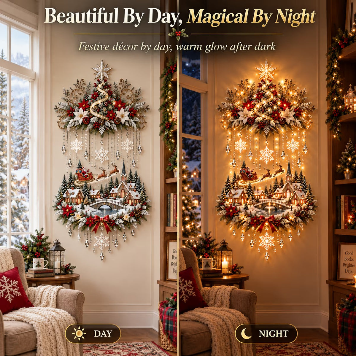 🎄🔥✨ Christmas Village Glow™ | Lighted Tree & Town Wall Hanging 🔥